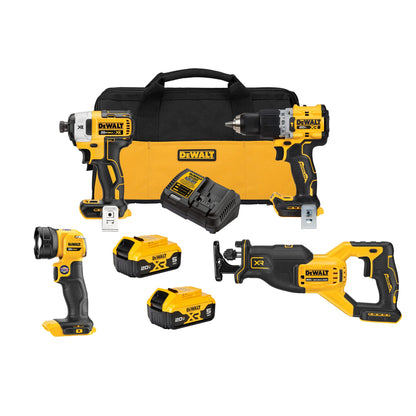 Dewalt 20V Max XR Marteau perforateur - Moteur à chocs - Scie à guichet et lampe de travail - Kit combiné d'outils électriques
