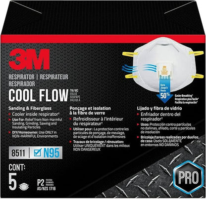Respirateurs ventilés 3M Pro pour le ponçage et la fibre de verre - 8511H5-DC - 5 pièces
