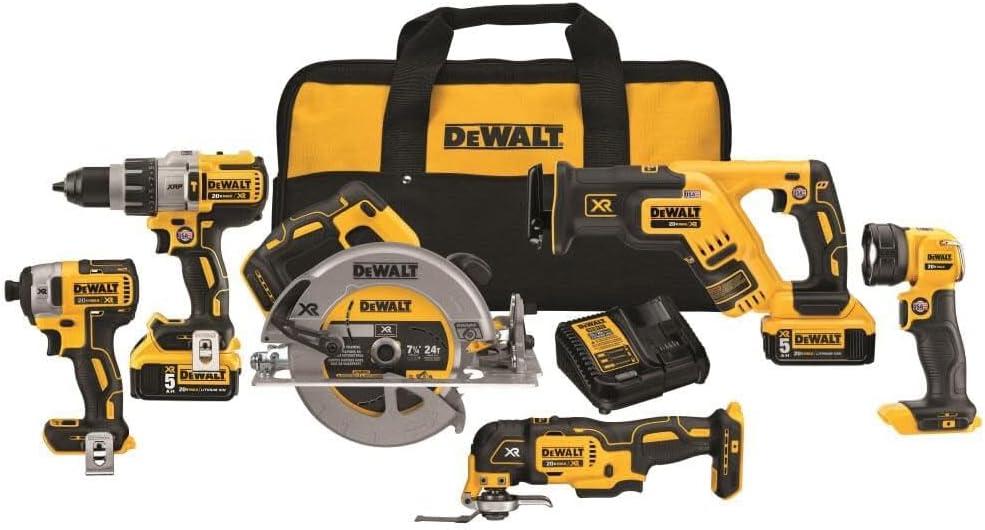 Dewalt 20V Max Power Tool Cordless with 2 Batteries & Charger Kit - 6 Tools