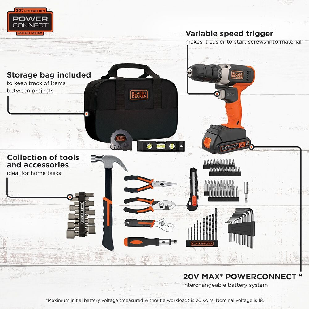 Black & Decker 20V Max Drill Driver Combo Kit - 83 PC