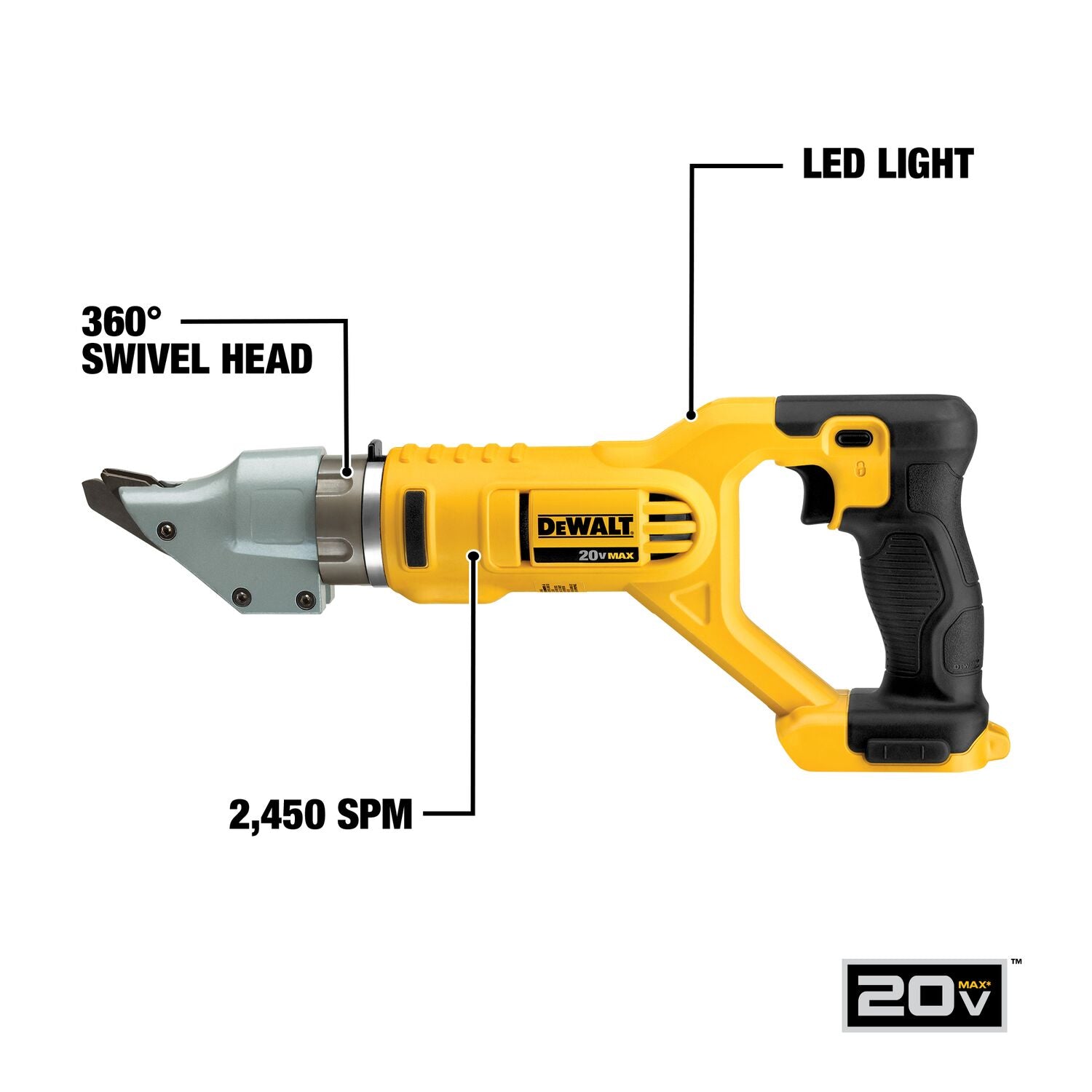 Dewalt 20V 14G Max Swivel Head Metal Shear - Tool Only