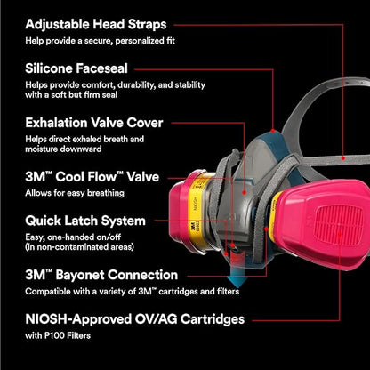 3M Safety Multi Purpose Respirator with Quick Latch