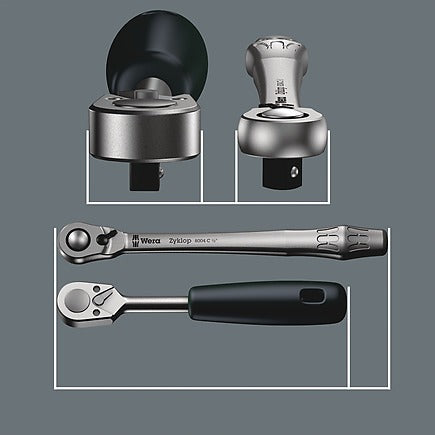 Wera 3/8" Drive 8100 SB 8 Zyklop Metric Ratchet Set - 29 Pc