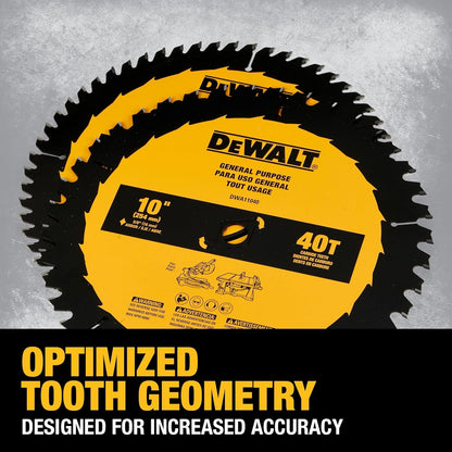 Dewalt 10" 40T - 60T Saw Blade Combo Pack
