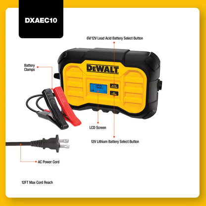 Dewalt Professional 10 Amp Battery Charger with Battery Maintainer (Chargeur de batterie professionnel de 10 ampères avec dispositif de maintien de la batterie)
