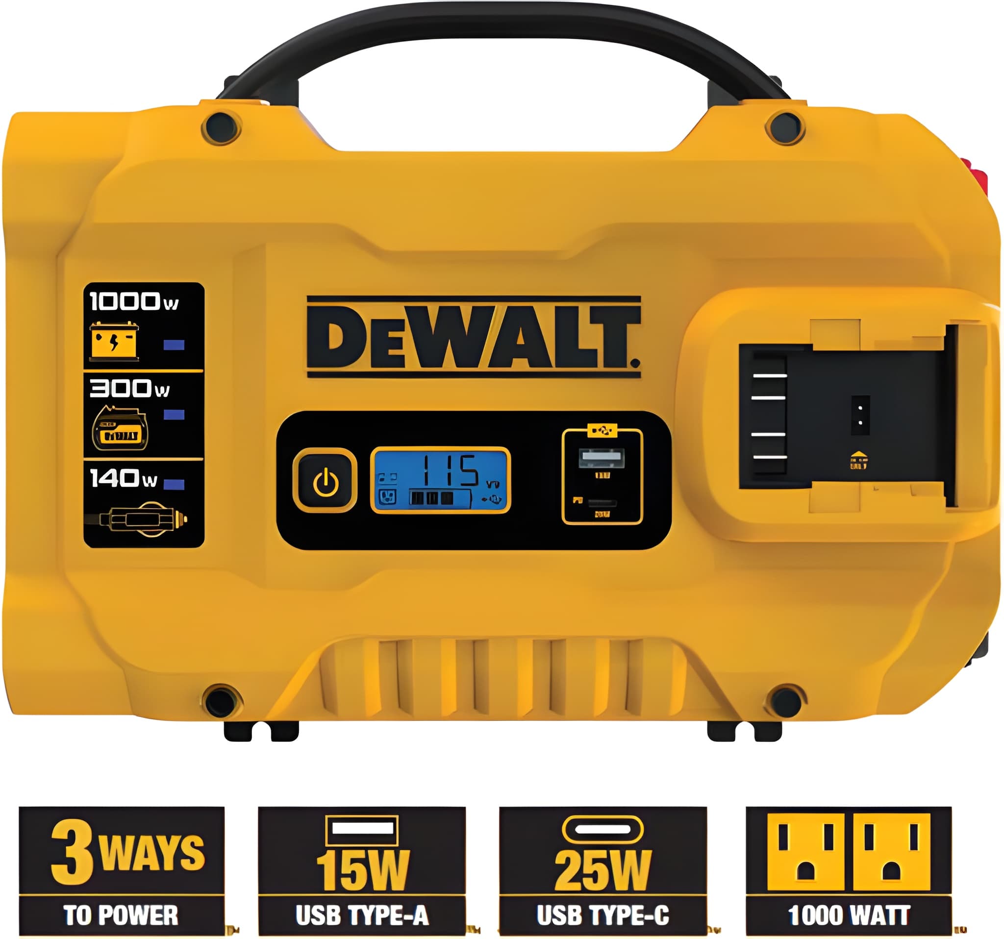 Dewalt 20V 3 Way Powered 1000 Watt Power Inverter