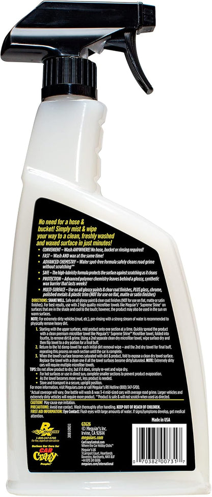 Meguiars Car Wash G3626 Ultimate Waterless Wash & Wax Scratch-Free Cleaning Spray