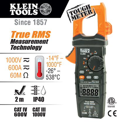 Klein Tools Digital Clamp Meter Auto Ranging TRMS Technology
