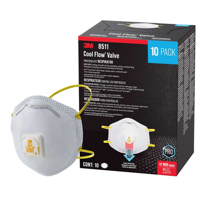 3M Pro Sanding Vented Respirators - 8511P10-DC - 10 Masks N95