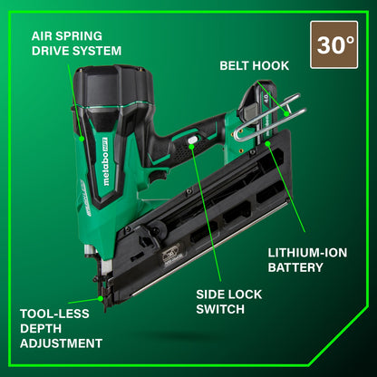Metabo HPT 18V MultiVolt Cordless 30° Paper Tape Framing Nailer Kit