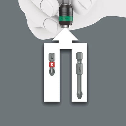Wera - 826 T Kraftform Turbo bitholding handle with Rapidaptor quick-release chuck, 1/4" x 146 mm