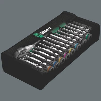 Wera Zyklop Speed Ratchet Set 8100 SA 6 Transmission 1/4" Metric Set of 28 Pieces