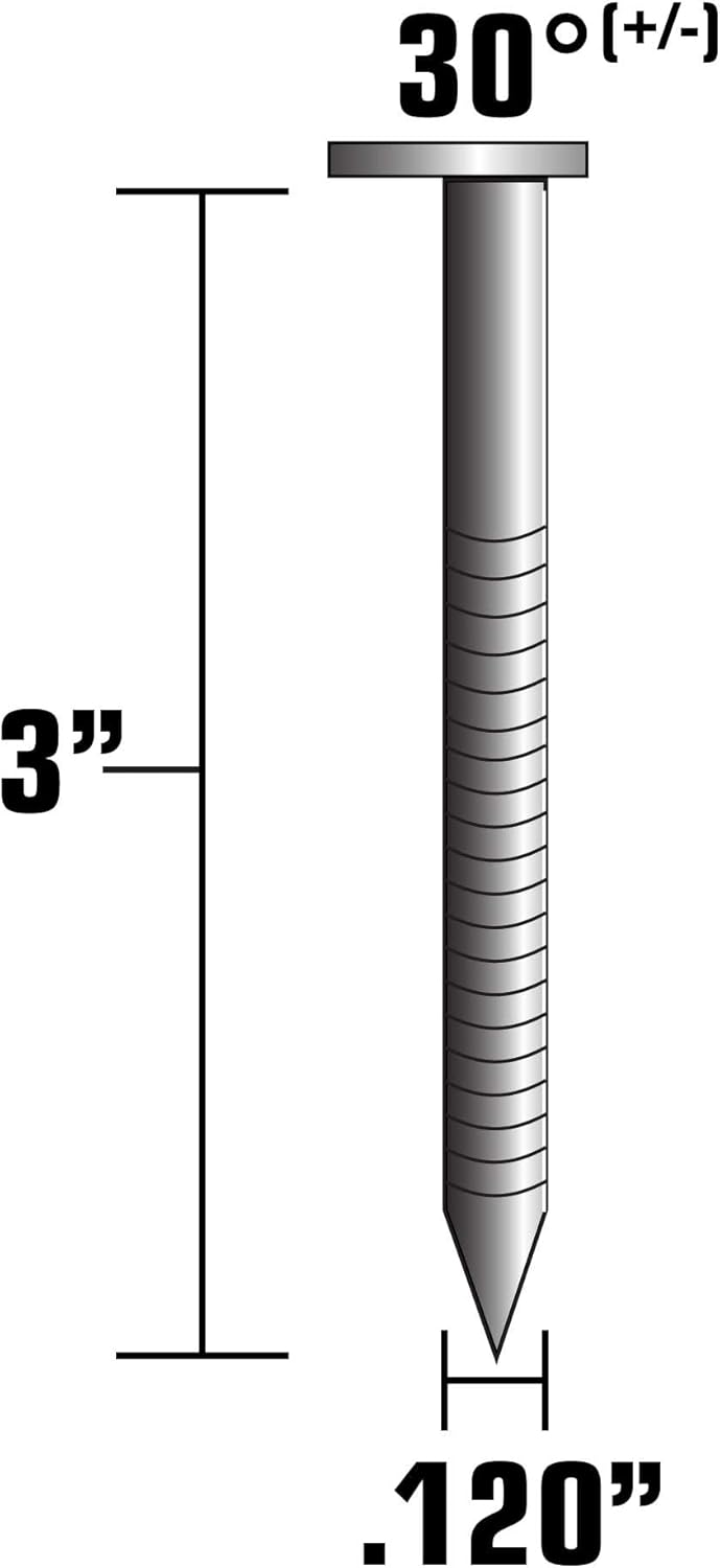 Metabo HPT Framing Nails Off Set Head 3" x .120  - 30 Degree - Hot Dipped Galvanized - Ring Shank Paper Tape