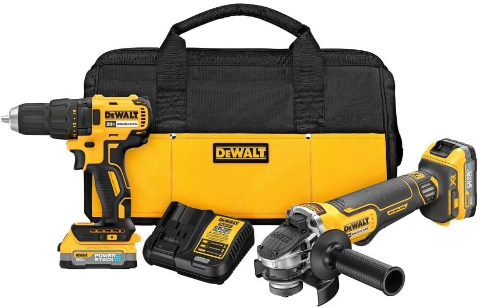 Dewalt 20V Max Drill & Grinder Kit 2 Batteries & Charger Included