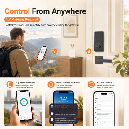 Black & Decker Smart Lock avec poignée d'entrée et passerelle - Noir