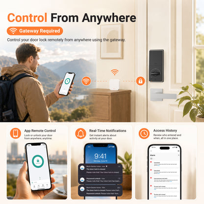 Black & Decker Smart Lock avec poignée d'entrée et passerelle - Argent