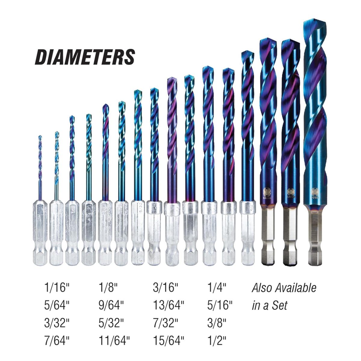 Spyder 1/2" HSS Drill Bit with Hex Shank - Mach-Blue Armor Plating
