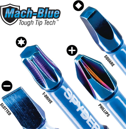 Spyder Nutdriver Screwdriver & Impact Driver Bit Kit - Mach-Blue Armor Plating - 28 Pc