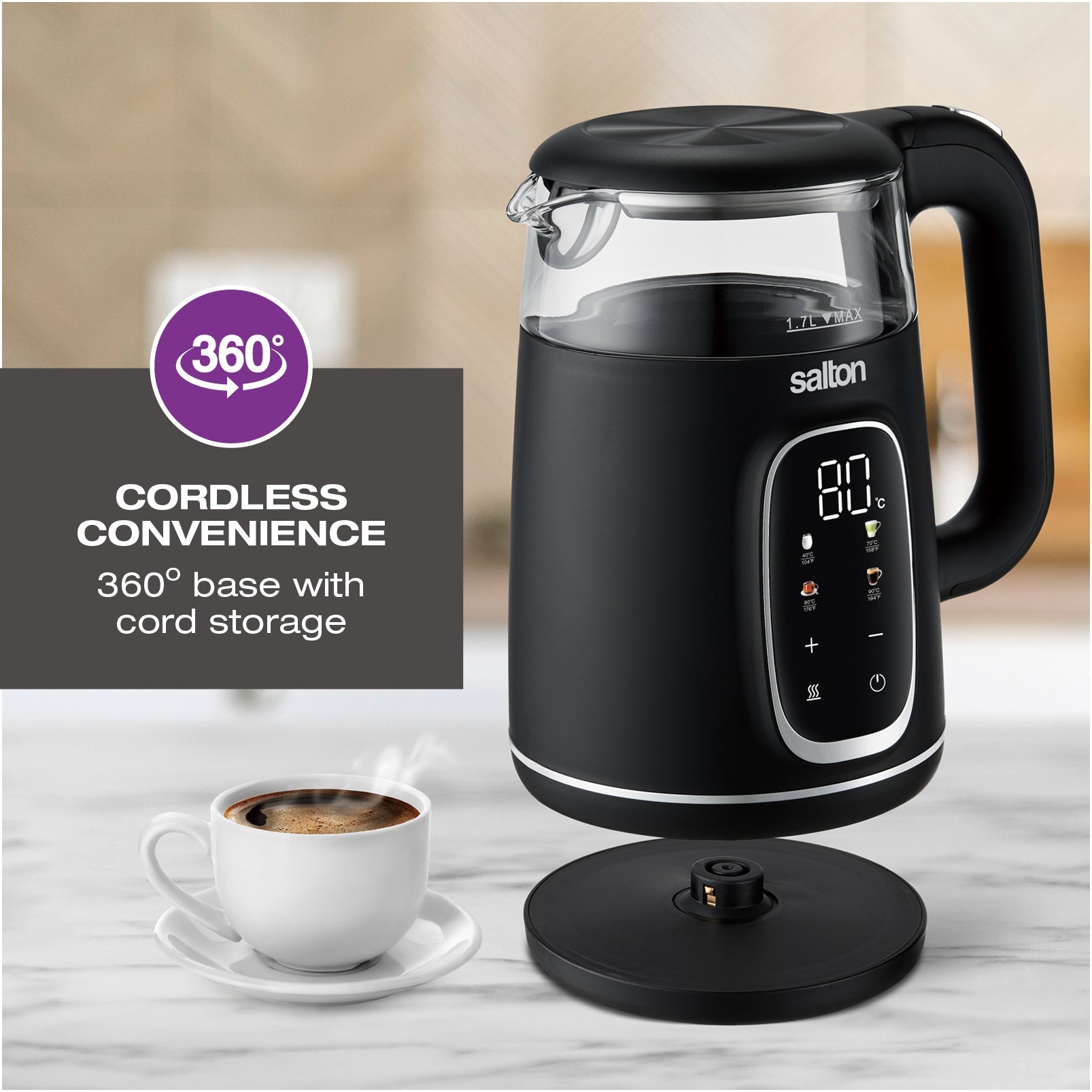 Salton Digital Touch Glass Kettle - 1.7L