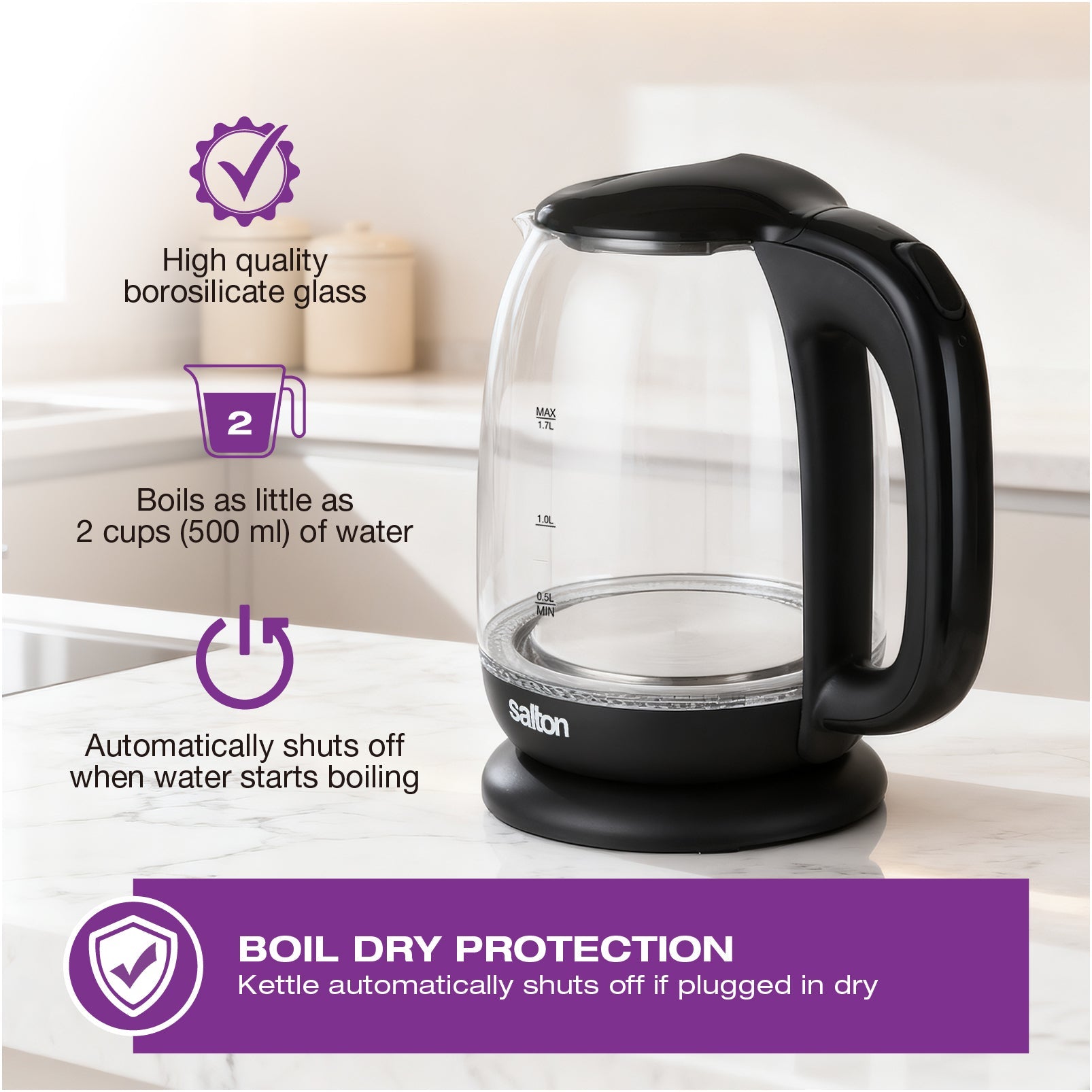 Salton Cordless Electric Glass Kettle