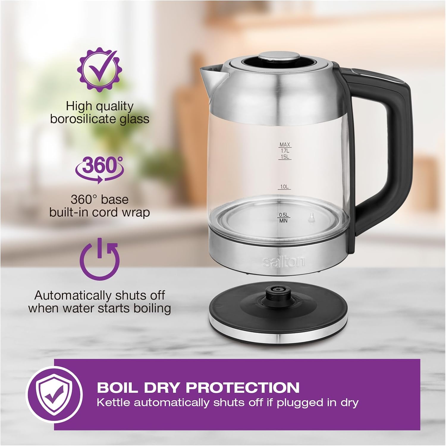 Salton Temperature Control Kettle & Tea Steeper 1.7 L