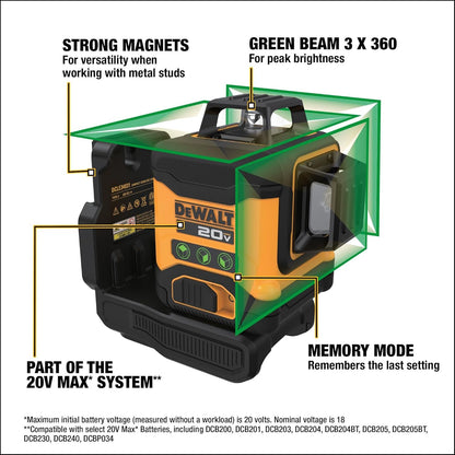 Niveau laser Dewalt 20V Max - Outil nu uniquement - Vert