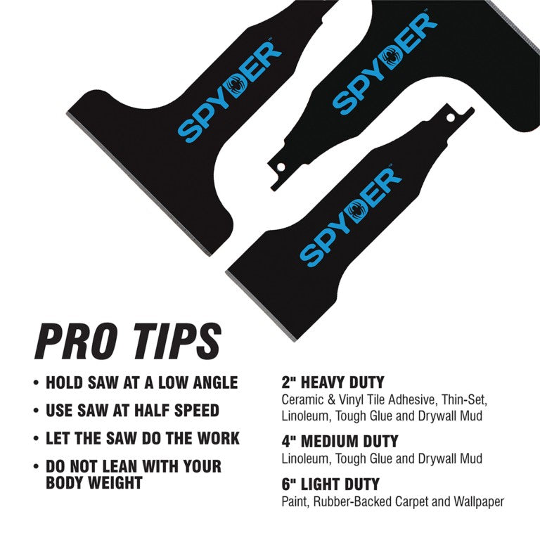 Spyder Scraper Blade Attachment Set for Reciprocating Saws - 3 Pc