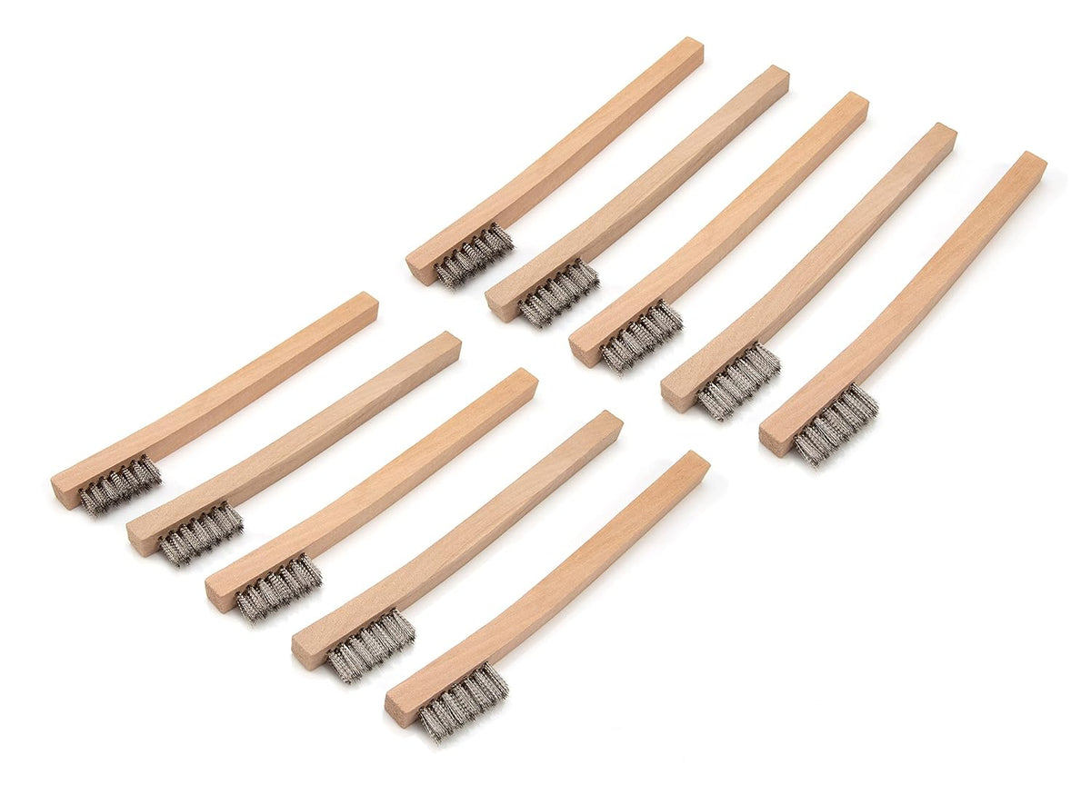 Steelman-Stainless Steel 1200 Bristle Count Wire Brush with Wood Handle - 10-Pack