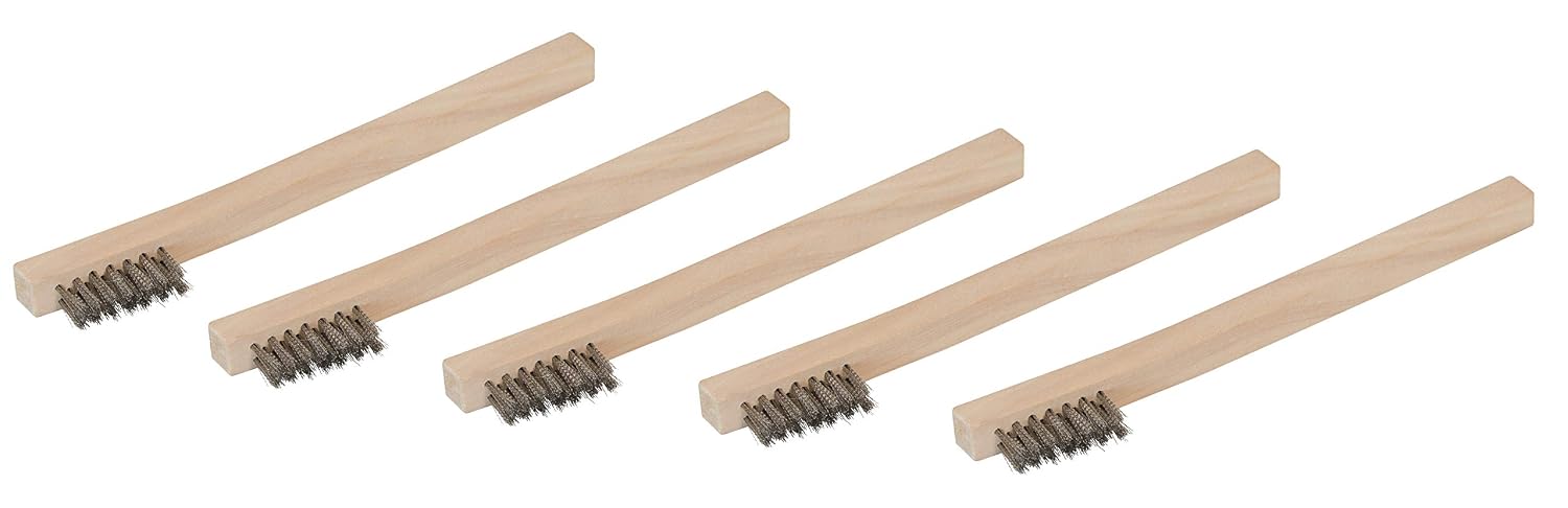 Steelman-Stainless Steel 1200 Bristle Count Wire Brush with Wood Handle - 5-Pack