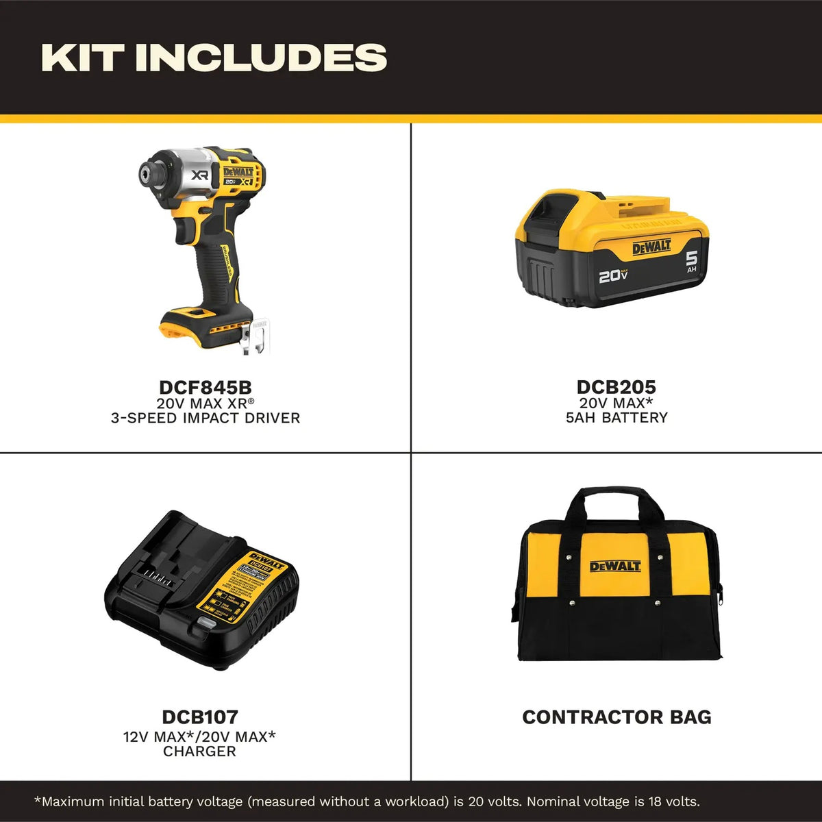 Dewalt 20V Max Cordless 3 Speed Impact Driver with Battery & Charger