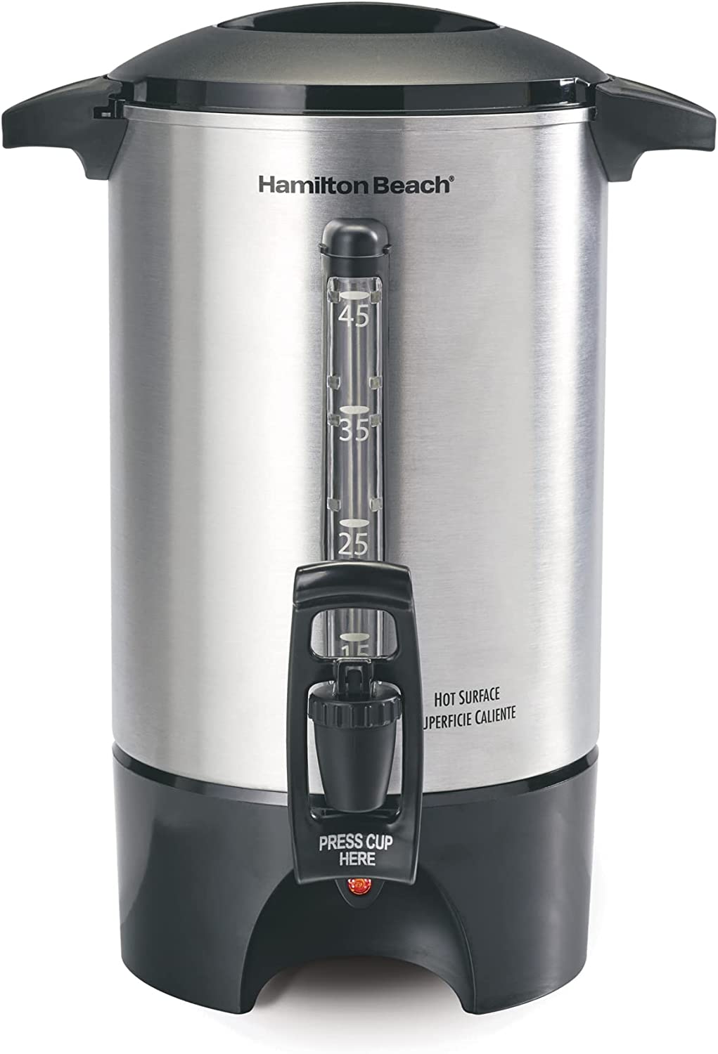 Hamilton Beach Cup Coffee Urn and Hot Beverage Dispenser - Silver