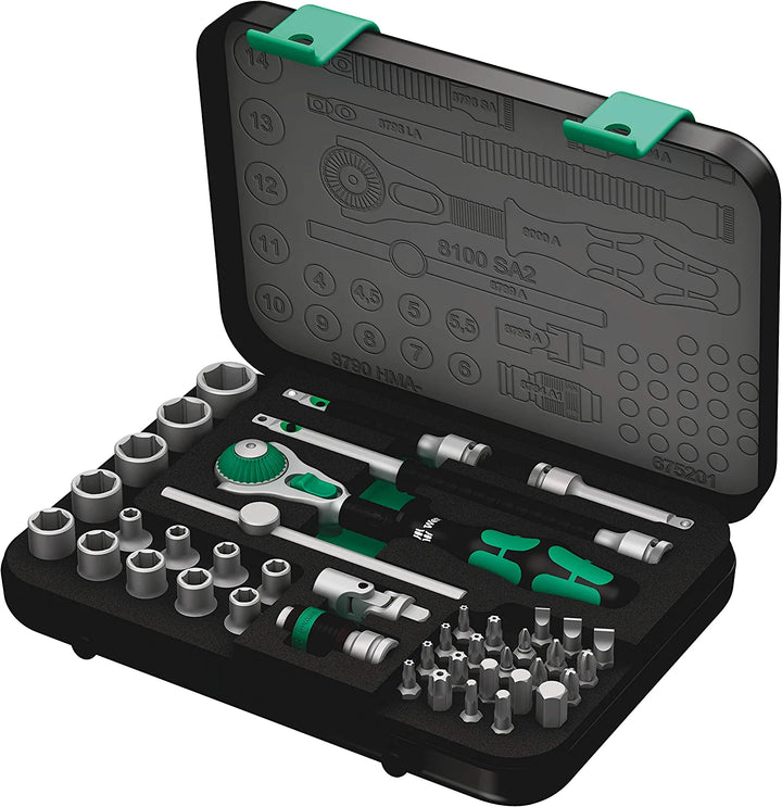 Wera 8100 SB 2 Zyklop Jeu de 43 clés à cliquet métriques 3/8
