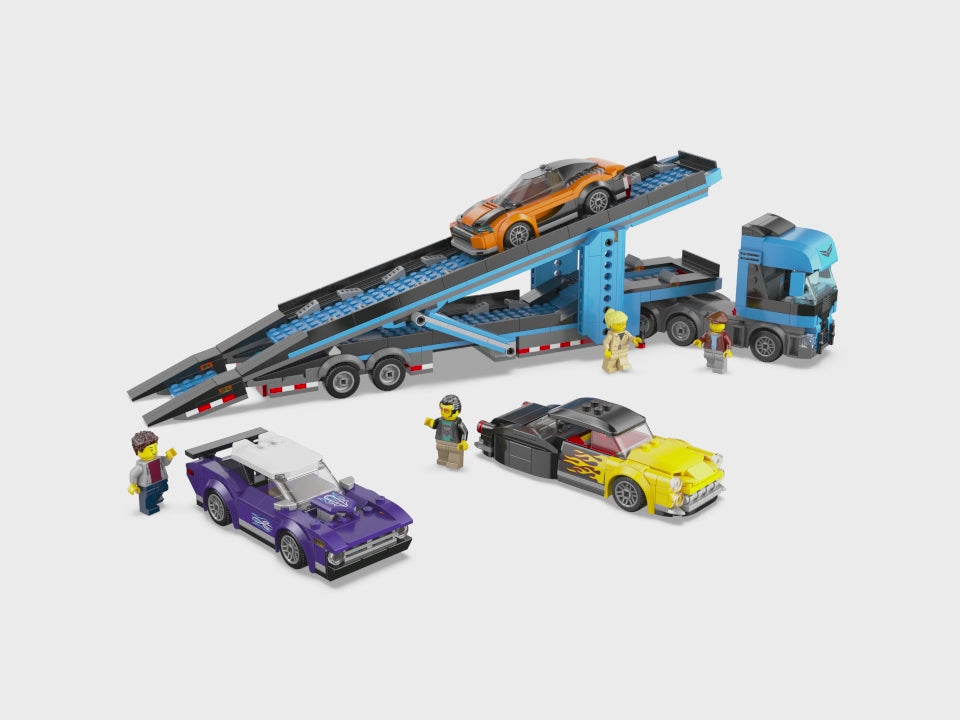 Lego City Car Transporter Truck with 4 Sports Cars